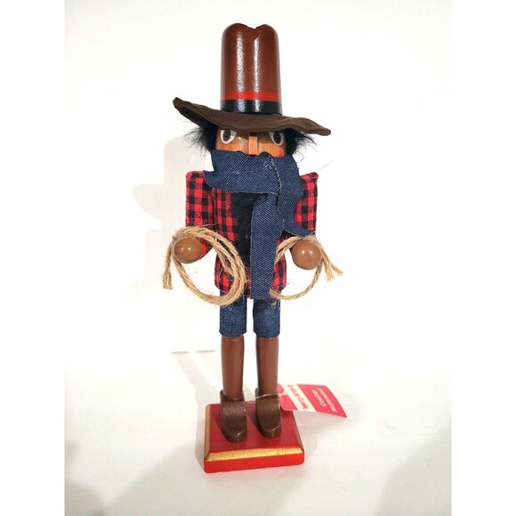 African American cowboy wooden nutcracker 12" tall - Picture 1 of 5